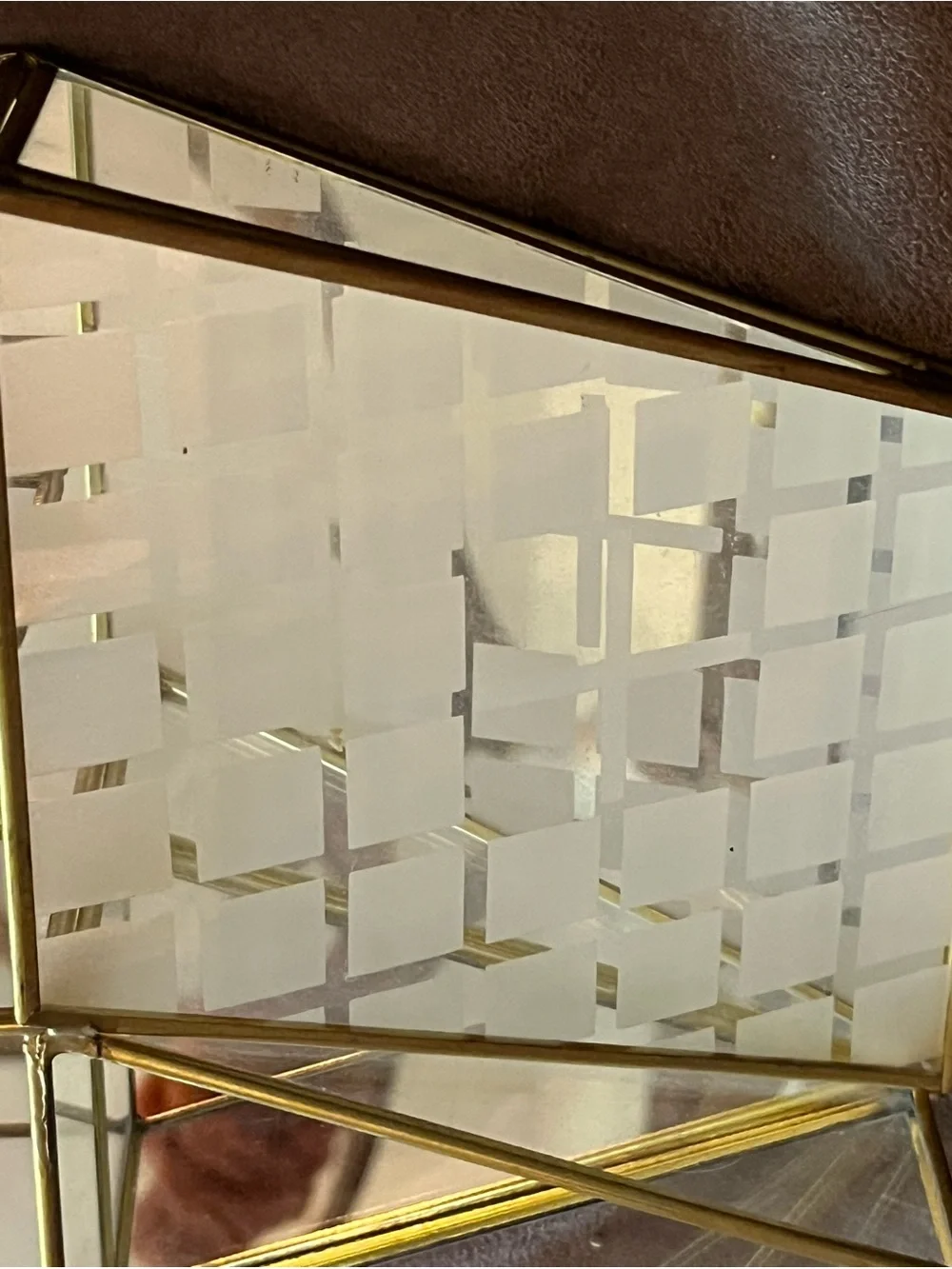 Gold Glass House Wall Decor Mirror Curio Shelf
